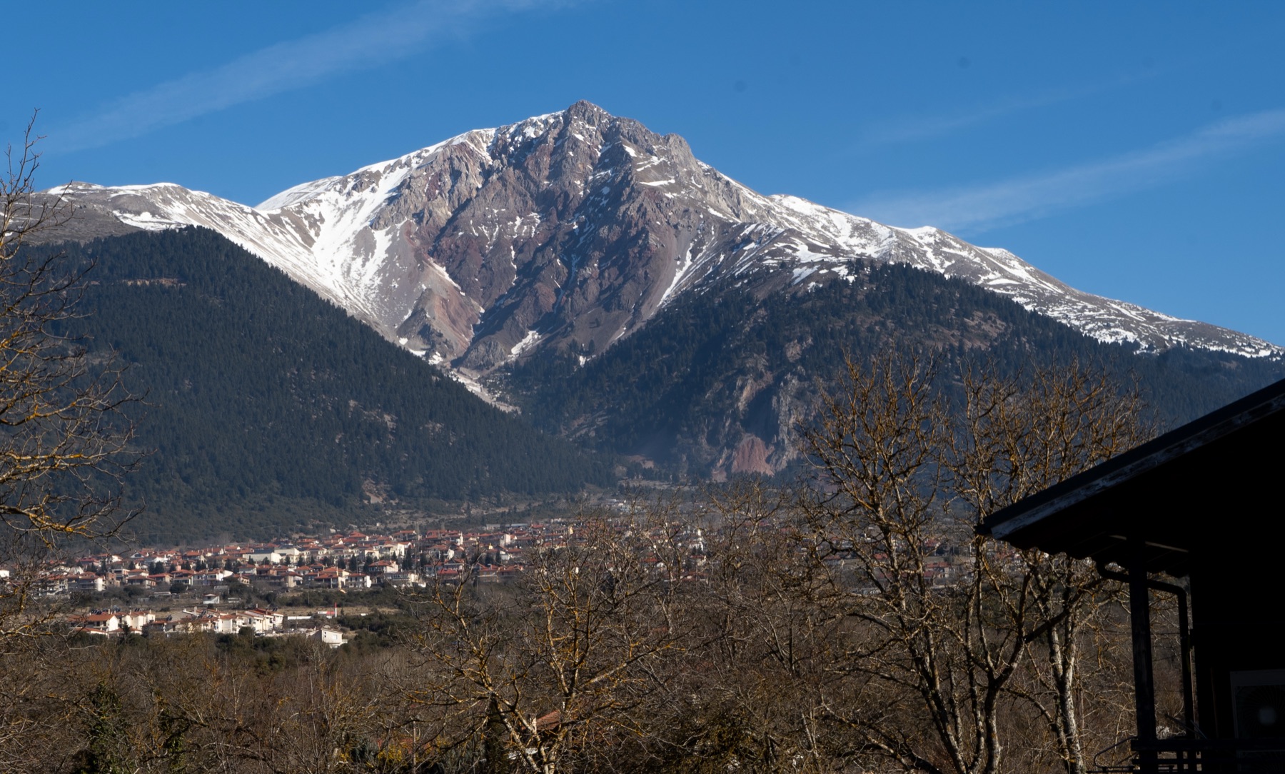Mount Tymfristos (Velouchi) rising above Karpenisi